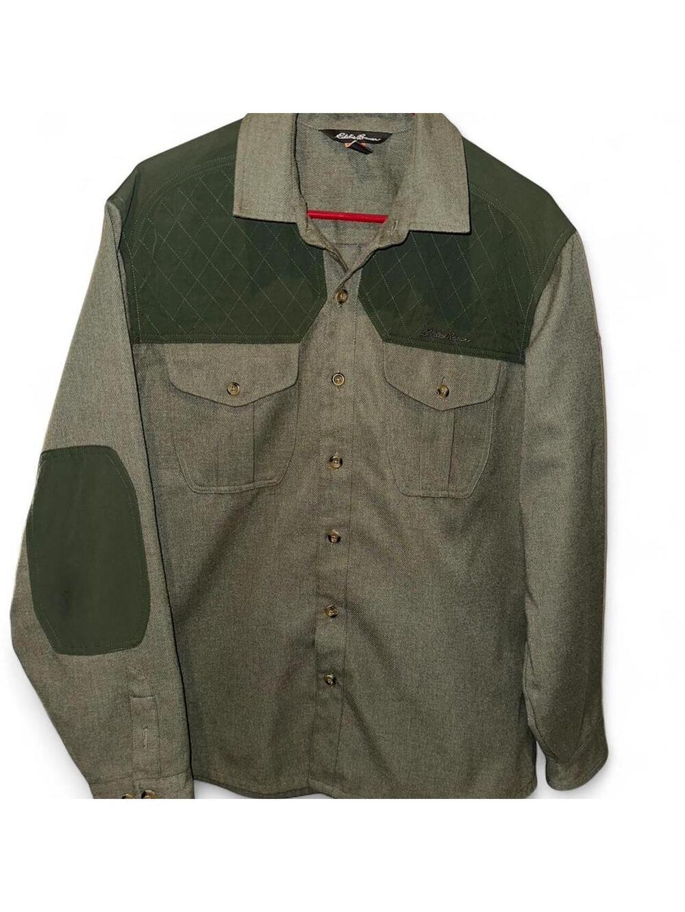 Eddie Bauer Men’s Button-Up Shirt Green Outdoor Hiking Style Size Medium…